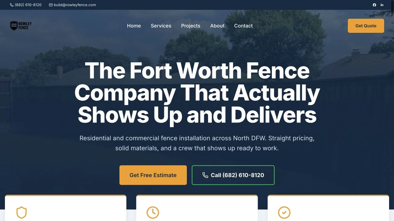 Live Rowley Fence website homepage